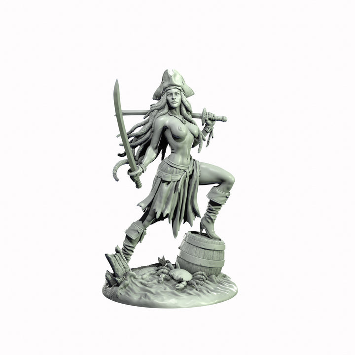 Human Female Pirate, Swashbuckler Rogue, Thief PC NPC Miniature NSFW Topless &amp; Nude versions | 28mm,32mm,54mm,75mm,100mm Scales |DnD 5e