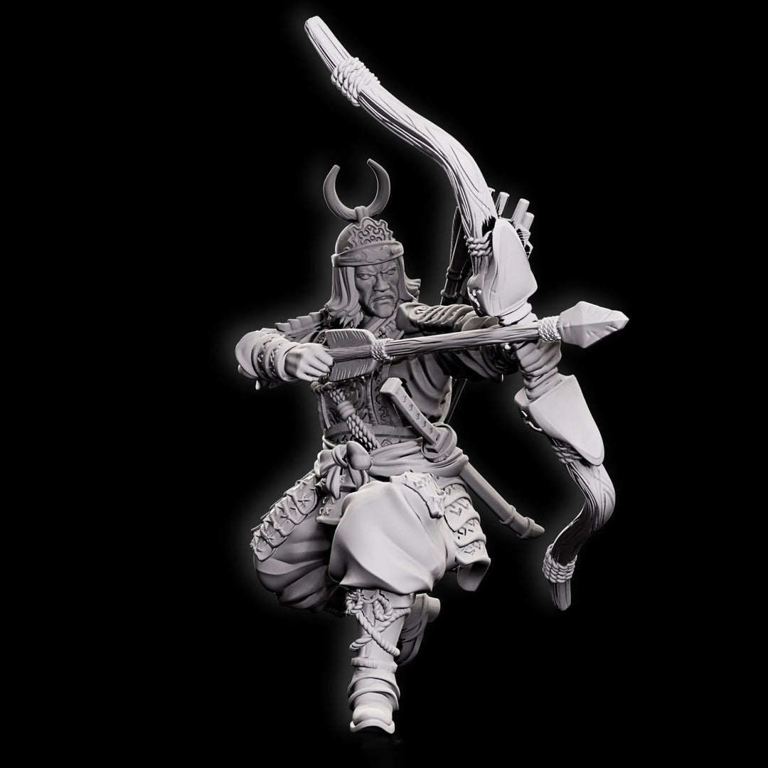 Human Fighter Samurai Sharpshooter, Ranger | Miniature 28mm,32mm,54mm, 75mm,100mm Scale Pathfinder Figure/ DnD Figurine unpainted