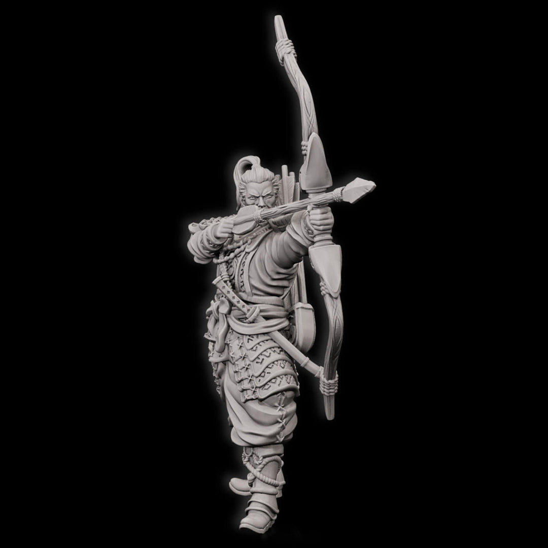 Human Fighter Samurai Sharpshooter, Ranger | Miniature 28mm,32mm,54mm, 75mm,100mm Scale Pathfinder Figure/ DnD Figurine unpainted