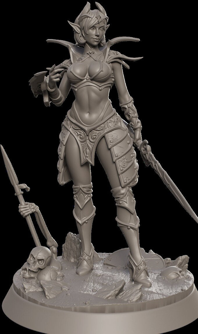 Female Elf Echo Knight Fighter Bladesinger, Rogue Topless NSFW PC NPC Unpainted mini 28mm, 32mm,54mm,75mm,100mm Scale |Dungeons &amp; Dragons 5e