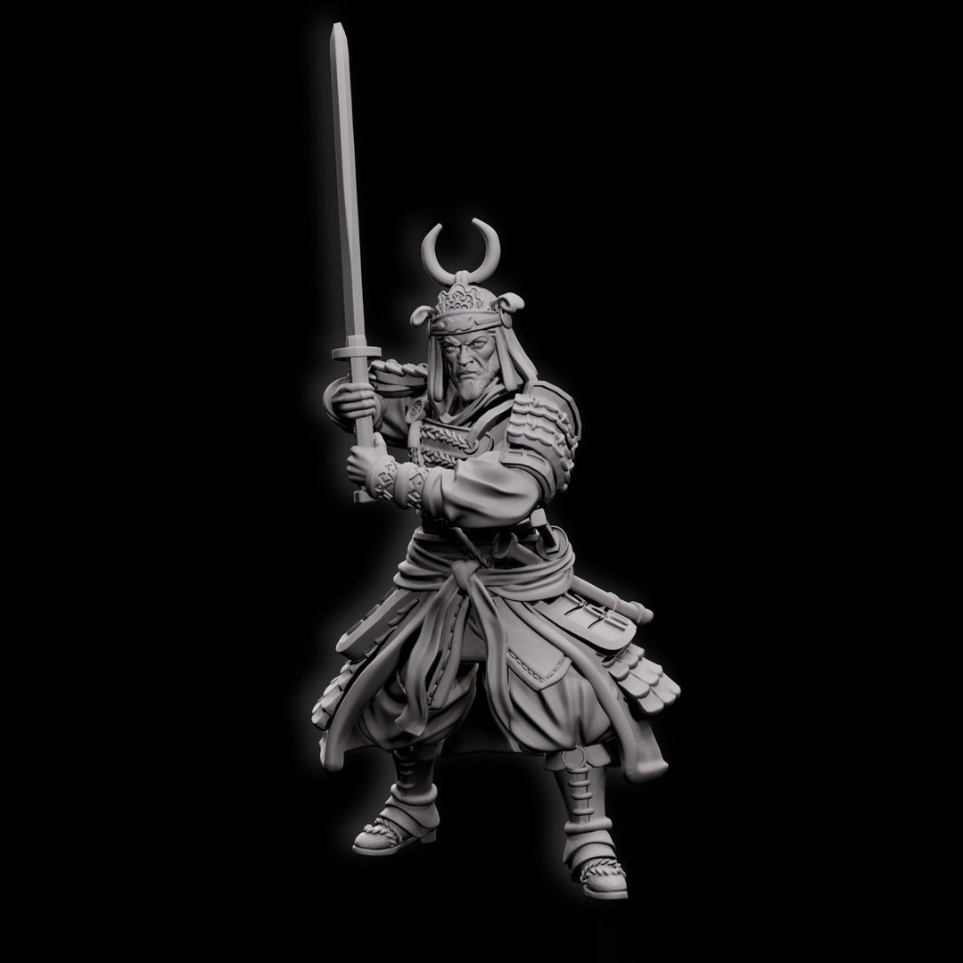 Human Fighter Samurai Kensa with Katana & Armor | DnD Miniature 28mm,32mm,54mm, 75mm,100mm Scale Pathfinder Figure/ DnD Figurine unpainted