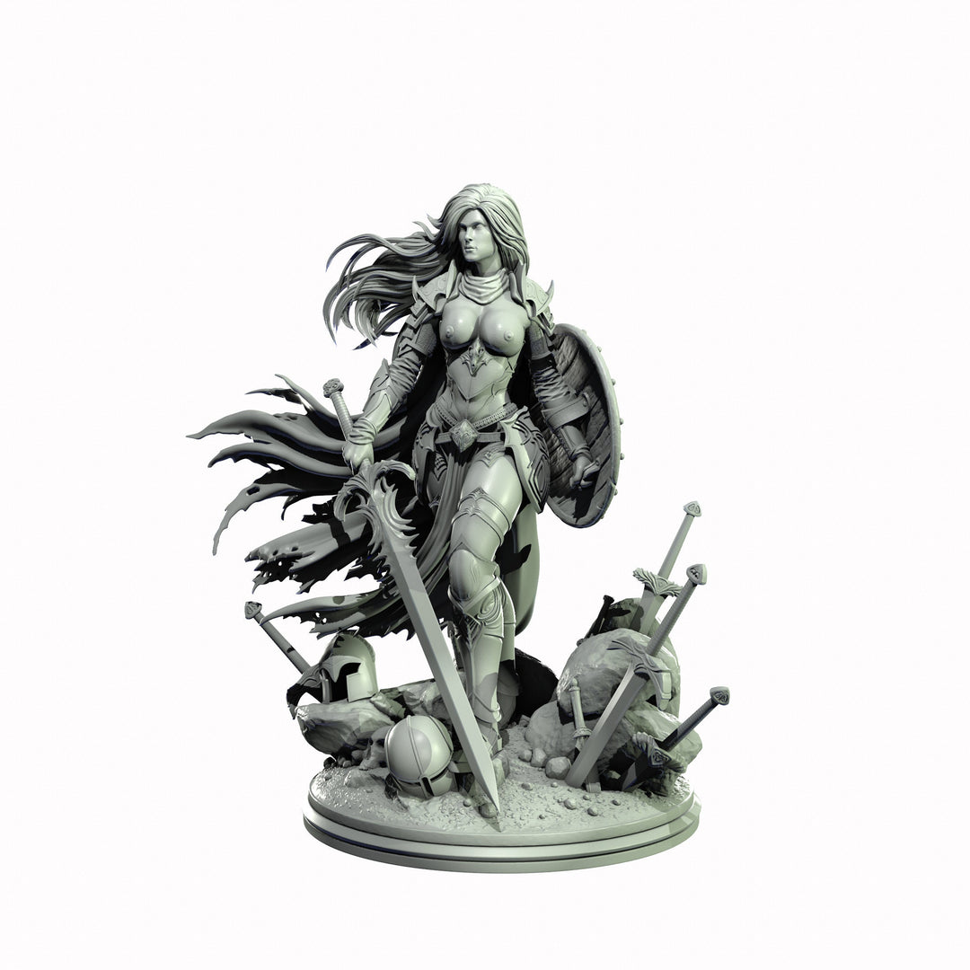 Female Human Paladin , PC NPC Miniature | NSFW Topless &amp; Nude versions | 28mm, 32mm,54mm, 75mm, 100mm Scales |DnD 5e
