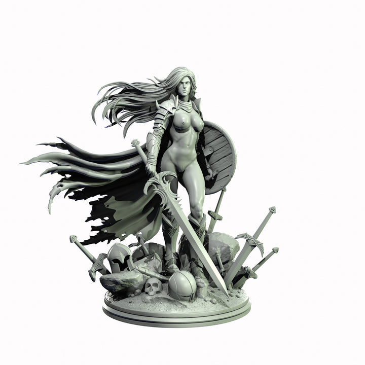 Female Human Paladin , PC NPC Miniature | NSFW Topless &amp; Nude versions | 28mm, 32mm,54mm, 75mm, 100mm Scales |DnD 5e