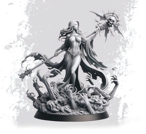 Necromancer, Wizard, Warlock, Sorcerer , PC NPC Miniature | NSFW Topless & Nude versions | 28mm, 32mm,54mm, 75mm, 100mm Scales | DnD 5e