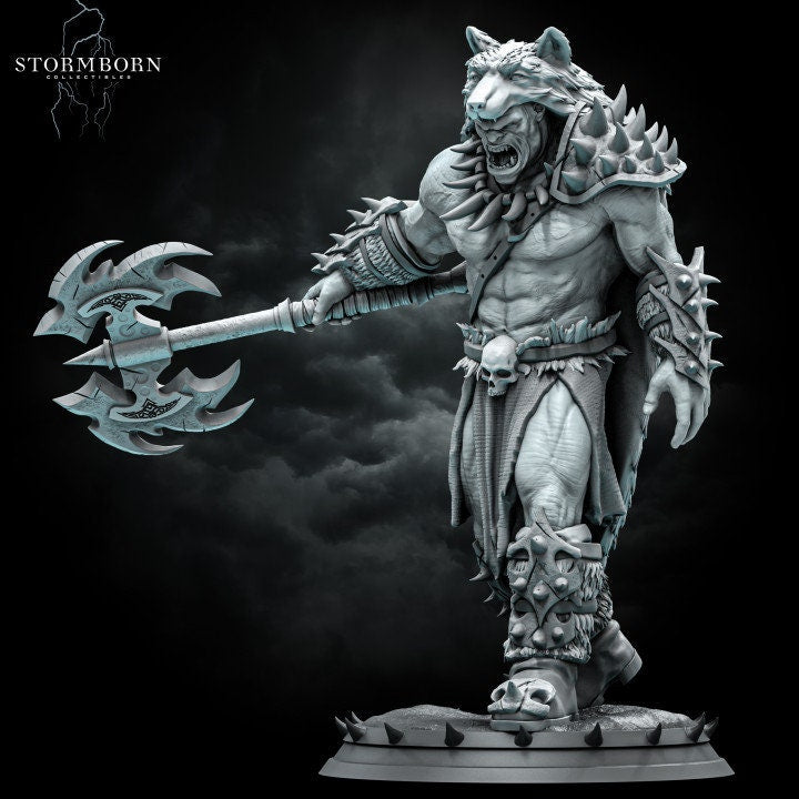 Half-Orc Barbarian, Fighter PC / NPC | 28mm, 32mm,54mm,75mm,100mm Scales | Player Character Mini -D&amp;D 5e Pathfinder Figurine