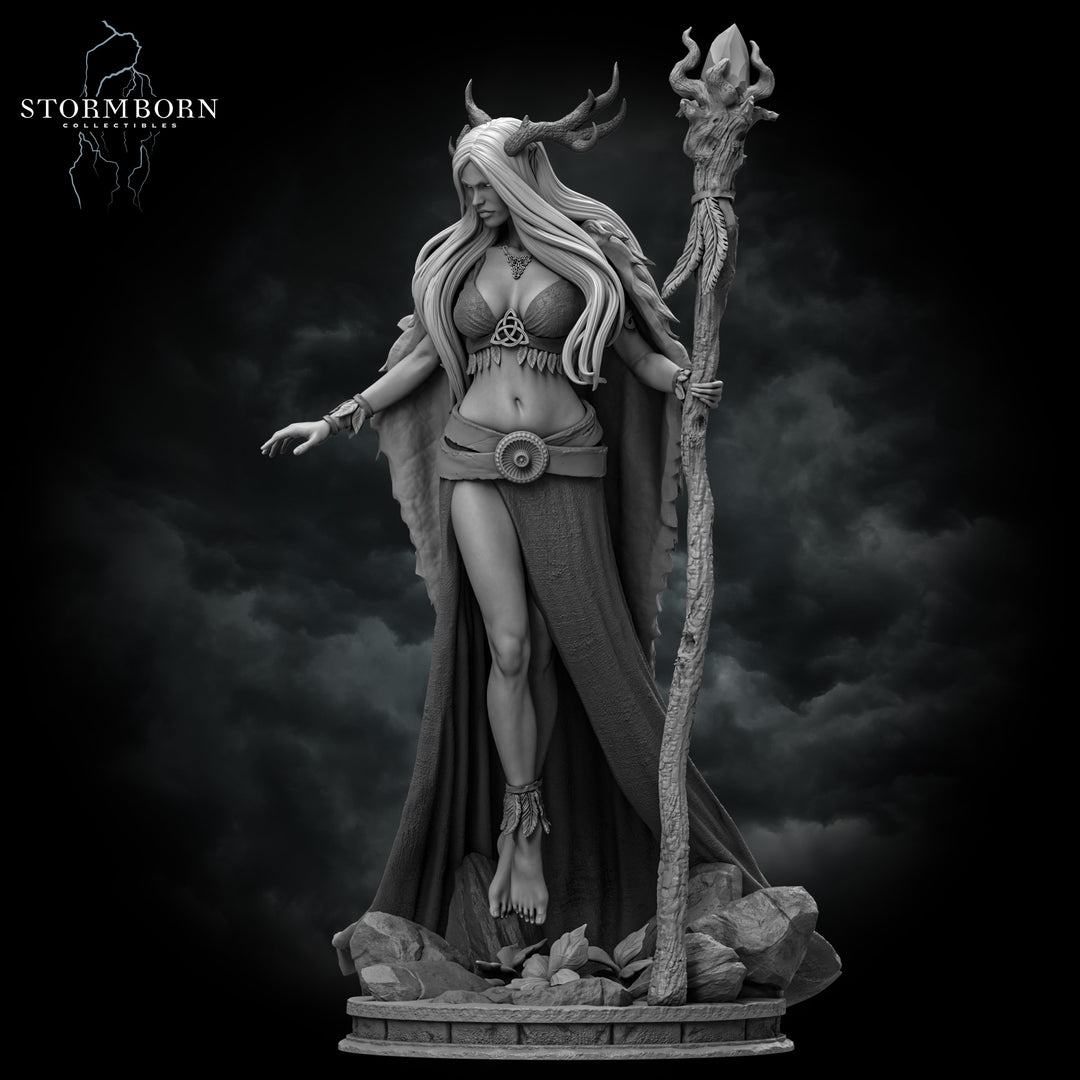 Female Elf Fey Druid, PC / NPC Miniature | 28mm, 32mm, 54mm,75mm, 100mm Scales | Pathfinder Figure | DnD | Figurine unpainted |