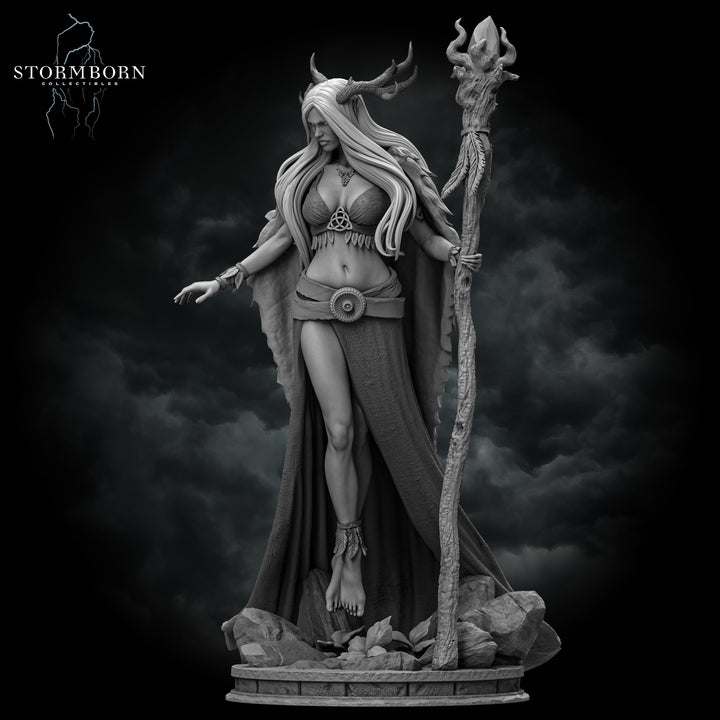 Female Elf Fey Druid, PC / NPC Miniature | 28mm, 32mm, 54mm,75mm, 100mm Scales | Pathfinder Figure | DnD | Figurine unpainted |