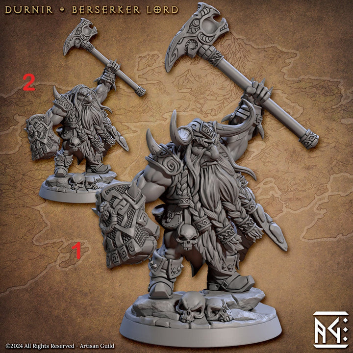 Male Fighter Dwarf with Hammer &amp; Buckler, Helm and no Helm | 28mm, 32mm, 54mm, 75mm Scale Miniature | Dungeons and Dragons | Artisan Guild