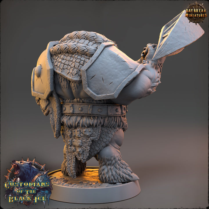BearFolk Fighter Werebear Humanoid Scales: 28mm, 32mm,54mm,75mm,100mm | D&amp;D 5e | Dungeons and Dragons | Pathfinder | Daybreak Miniatures