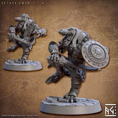 Kobold Fighter with Scimitar & Shield, Boomerang PC NPC DnD | 28mm, 32mm, 54mm, 75mm Scale Miniature | Dungeons and Dragons | Artisan Guild