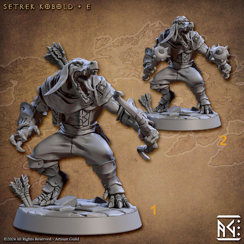 Kobold Fighter with Bow, Dual Maces PC NPC DnD | 28mm, 32mm, 54mm, 75mm Scale Miniature | Dungeons and Dragons | Artisan Guild