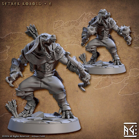 Kobold Fighter with Bow, Dual Maces PC NPC DnD | 28mm, 32mm, 54mm, 75mm Scale Miniature | Dungeons and Dragons | Artisan Guild