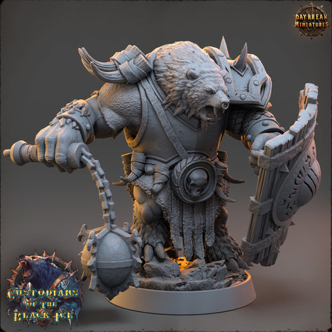 BearFolk Fighter Werebear Humanoid Scales: 28mm, 32mm,54mm,75mm,100mm | D&D 5e | Dungeons and Dragons | Pathfinder | Daybreak Miniatures