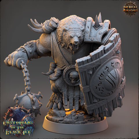 BearFolk Fighter Werebear Humanoid Scales: 28mm, 32mm,54mm,75mm,100mm | D&D 5e | Dungeons and Dragons | Pathfinder | Daybreak Miniatures