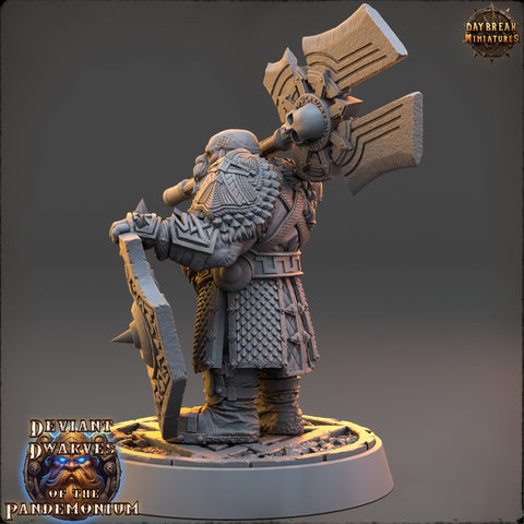 Dwarf Duergar Fighter | D&D| 28mm,32mm,54mm, 75mm, 100mm Scale | Pathfinder Mini for Painting | Daybreak Miniatures