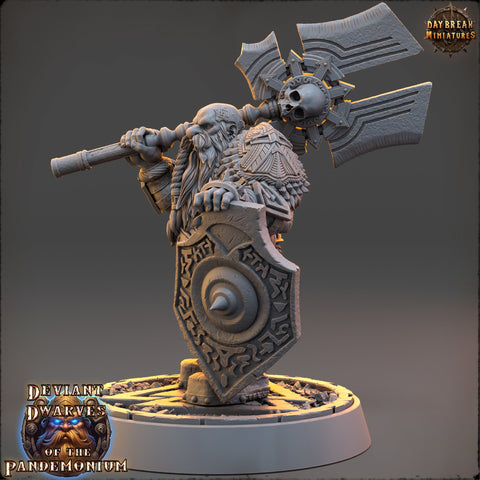 Dwarf Duergar Fighter | D&D| 28mm,32mm,54mm, 75mm, 100mm Scale | Pathfinder Mini for Painting | Daybreak Miniatures