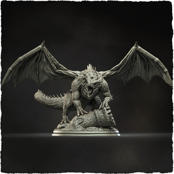 Chromatic Green Dragon (4 sizes) D&amp;D Miniature | 250mm Long, 250mm Wing Span | Resin Dragon Statue | Figurine | Dungeons and Dragons 5e