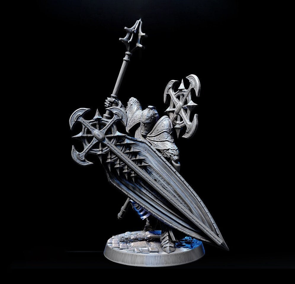Paladin Cleric Fighter Knight Unpainted Miniature | 28mm, 32mm, 54mm,75mm, 100 Scales | Dungeons and Dragons | Pathfinder