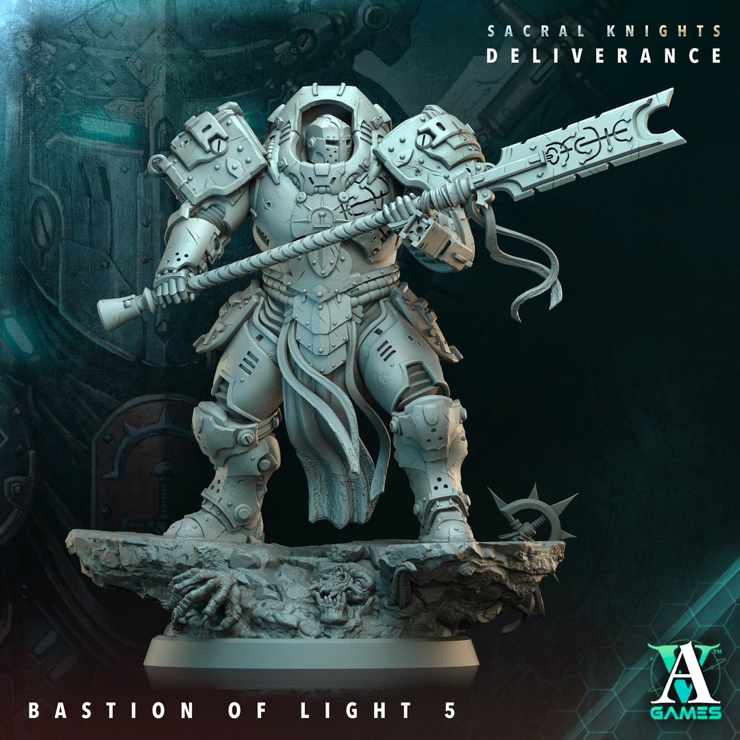 Sci-Fi Miniature Space Knight, Bastion of Light | 28mm,32mm, 54mm, 75mm,100mm Scales | Resin Mini | Archvillain Games