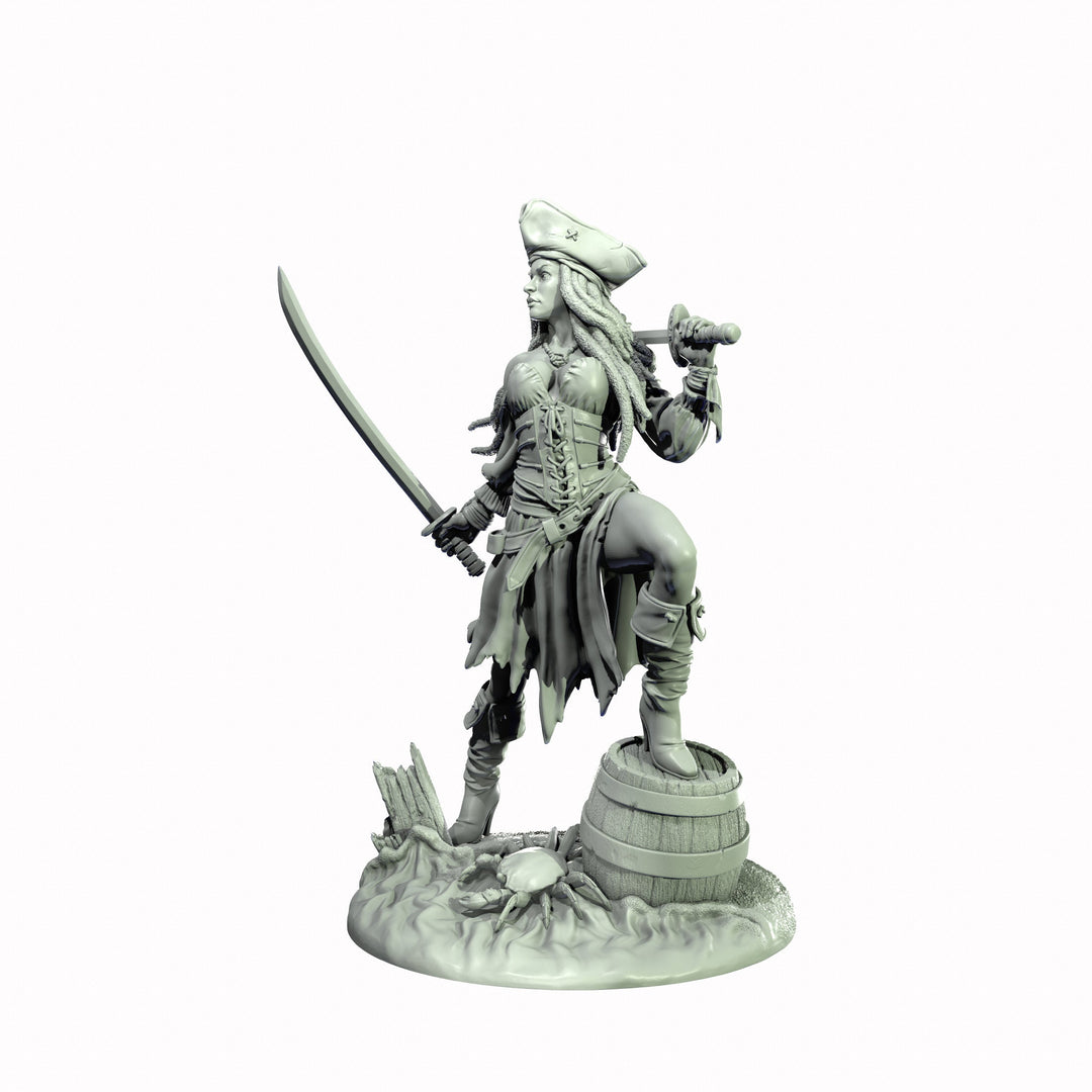 Human Female Pirate, Swashbuckler Rogue, Thief PC NPC Miniature NSFW Topless &amp; Nude versions | 28mm,32mm,54mm,75mm,100mm Scales |DnD 5e