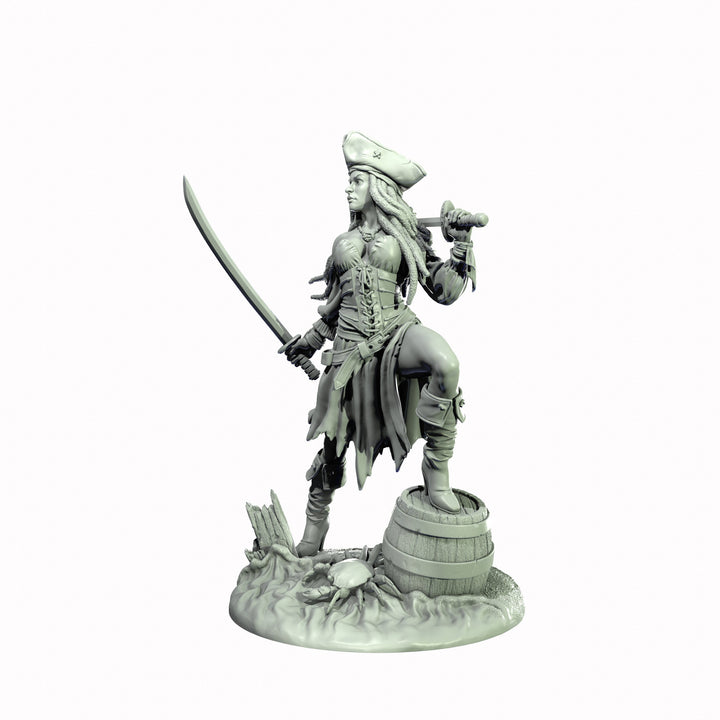 Human Female Pirate, Swashbuckler Rogue, Thief PC NPC Miniature NSFW Topless &amp; Nude versions | 28mm,32mm,54mm,75mm,100mm Scales |DnD 5e