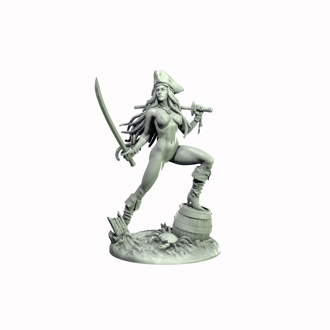 Human Female Pirate, Swashbuckler Rogue, Thief PC NPC Miniature NSFW Topless &amp; Nude versions | 28mm,32mm,54mm,75mm,100mm Scales |DnD 5e