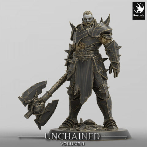 Fighter Axe, Armored Soldier, Oathbreaker Paladin, Unpainted Miniature| 28mm, 32mm,54mm,75mm,100mm Scales |Dungeons and Dragons Pathfinder