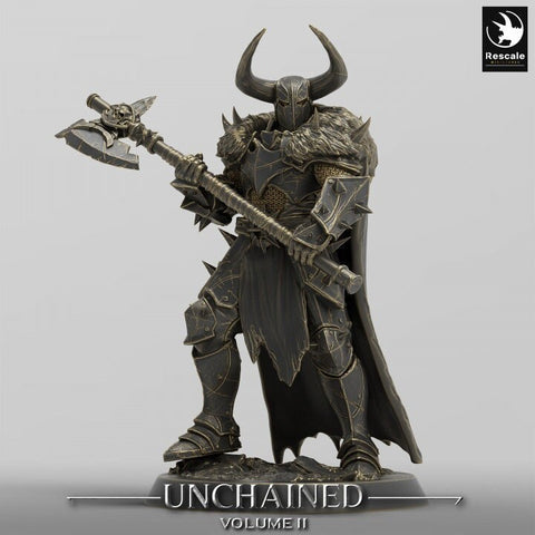 Fighter Axe, Armored Soldier, Oathbreaker Paladin, Unpainted Miniature| 28mm, 32mm,54mm,75mm,100mm Scales |Dungeons and Dragons Pathfinder
