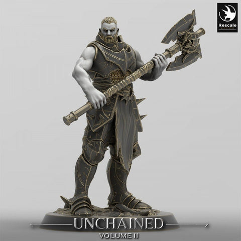 Fighter Axe, Armored Soldier, Oathbreaker Paladin, Unpainted Miniature| 28mm, 32mm,54mm,75mm,100mm Scales |Dungeons and Dragons Pathfinder