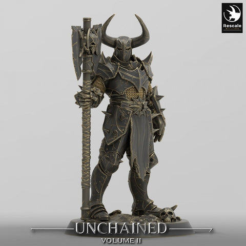 Fighter Axe, Armored Soldier, Oathbreaker Paladin, Unpainted Miniature| 28mm, 32mm,54mm,75mm,100mm Scales |Dungeons and Dragons Pathfinder