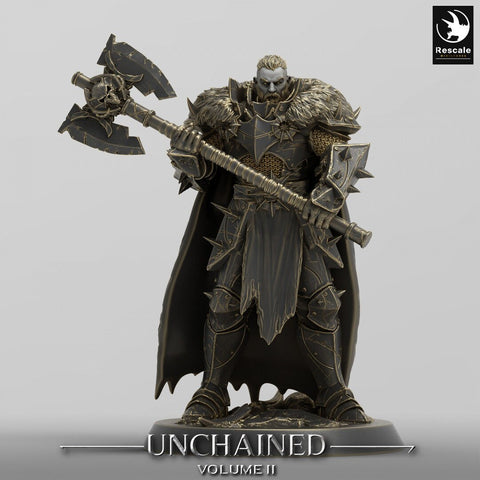 Fighter, Ranger w/ Big Axe, Oathbreaker Paladin, Unpainted Miniature| 28mm, 32mm,54mm,75mm,100mm Scales |Dungeons and Dragons Pathfinder