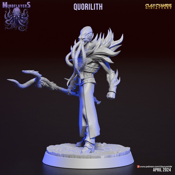Mind Flayer, Illithid Unpainted Resin Miniature NPC | 28mm, 32mm,54mm,75mm, 100mm Scales | Dungeons and Dragons | Pathfinder | Clay Cyanide