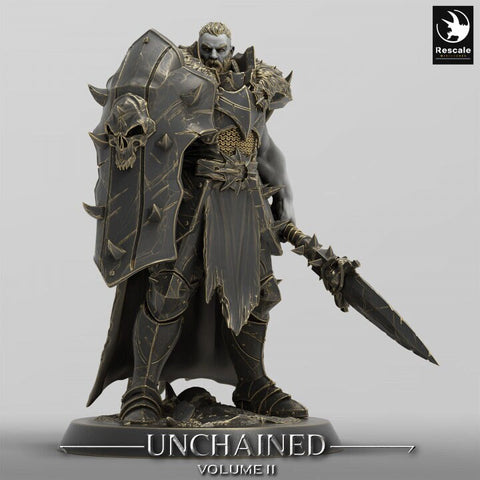Fighter, Ranger Spear and Shield, Oathbreaker Paladin, DnD Unpainted Miniature| 28mm, 32mm,54mm,75mm,100mm Scales | Dungeons & Dragons