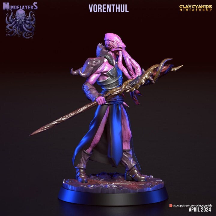 Mind Flayer, Illithid Unpainted Resin Miniature NPC | 28mm, 32mm,54mm,75mm, 100mm Scales | Dungeons and Dragons | Pathfinder | Clay Cyanide
