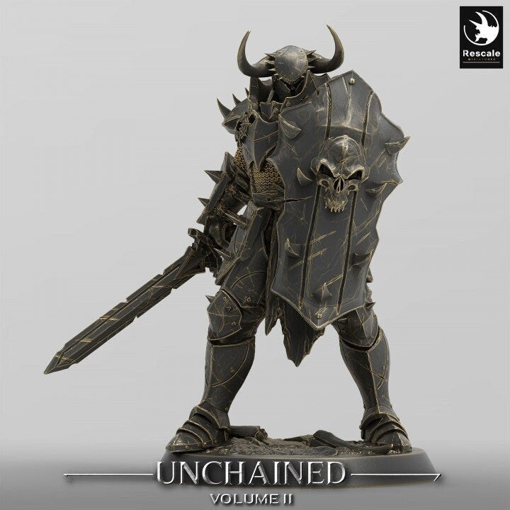 Oathbreaker Paladin, Fighter,Soldier Sword and Shield, DnD Unpainted Miniature| 28mm, 32mm,54mm,75mm,100mm Scales | Dungeons &amp; Dragons