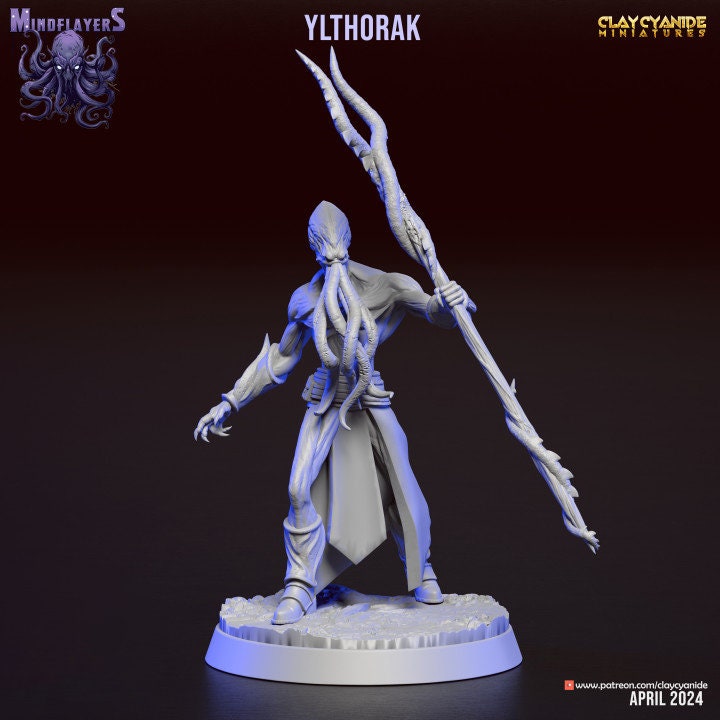 Mind Flayer, Illithid Unpainted Resin Miniature NPC | 28mm, 32mm,54mm,75mm, 100mm Scales | Dungeons and Dragons | Pathfinder | Clay Cyanide