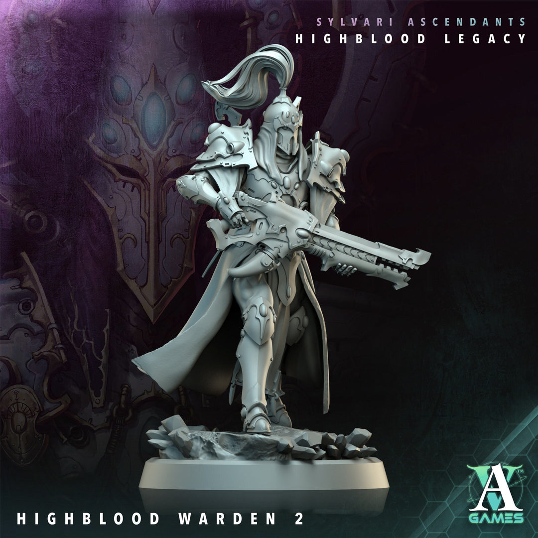 Sci-Fi Miniature Space Elf, Highblood Warden | 28mm,32mm, 54mm, 75mm,100mm Scales | Resin Mini | Archvillain Games