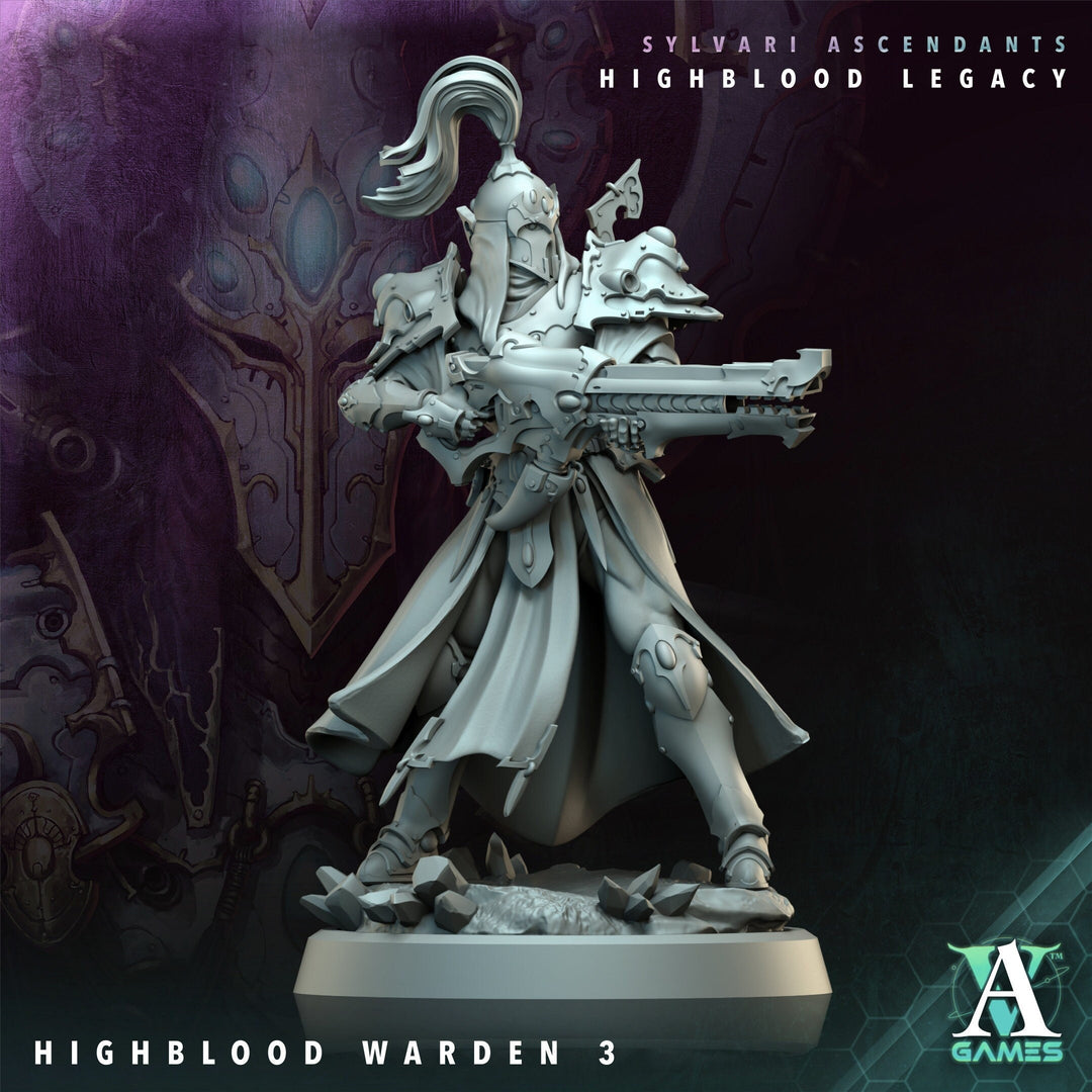 Sci-Fi Miniature Space Elf, Highblood Warden | 28mm,32mm, 54mm, 75mm,100mm Scales | Resin Mini | Archvillain Games