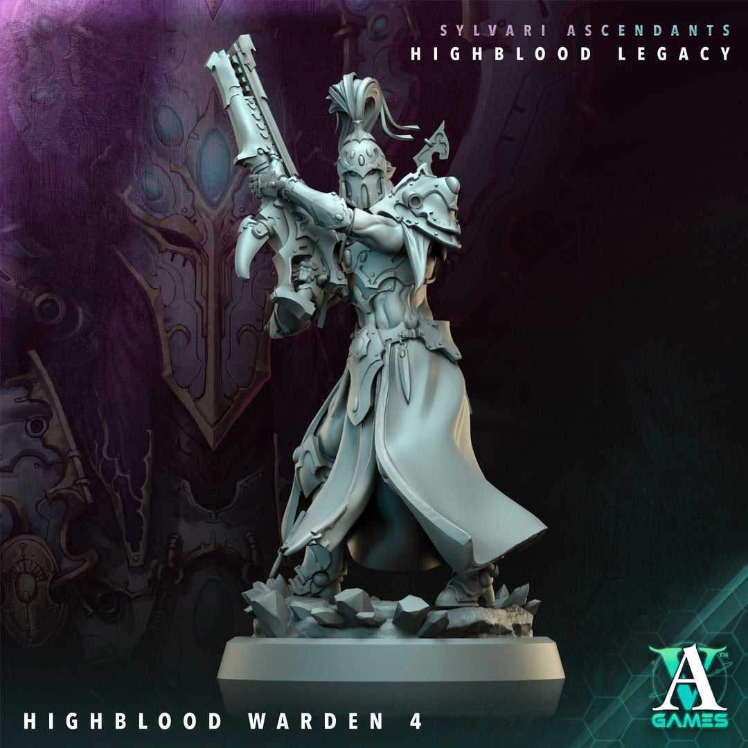 Sci-Fi Miniature Space Elf, Highblood Warden | 28mm,32mm, 54mm, 75mm,100mm Scales | Resin Mini | Archvillain Games