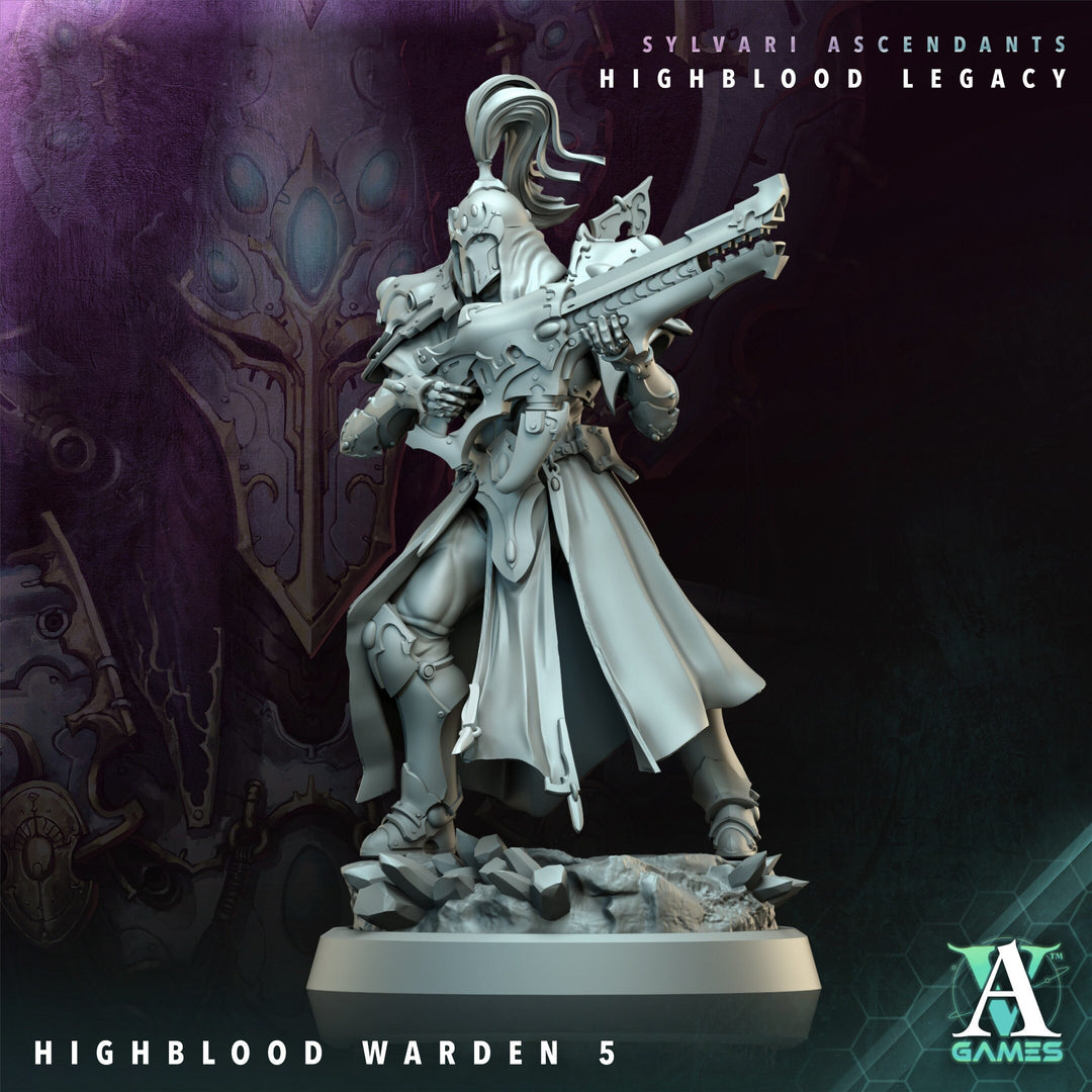 Sci-Fi Miniature Space Elf, Highblood Warden | 28mm,32mm, 54mm, 75mm,100mm Scales | Resin Mini | Archvillain Games