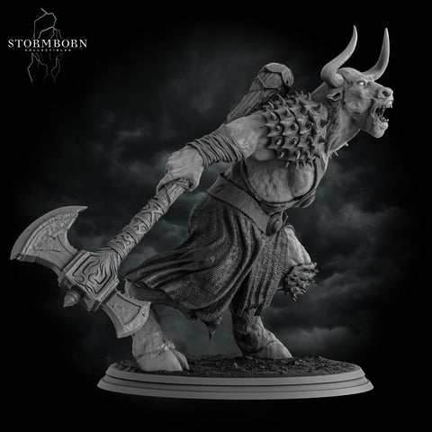 Minotaur Warrior War Chief | Scales: 28mm,32mm,54mm,75mm,100mm | D&D 5e Megaboss | Dungeons and Dragons | Pathfinder | Daybreak Miniatures
