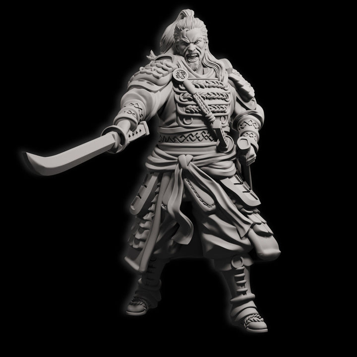 Human Fighter Samurai Kensa with Katana &amp; Armor | DnD Miniature 28mm,32mm,54mm, 75mm,100mm Scale Pathfinder Figure/ DnD Figurine unpainted