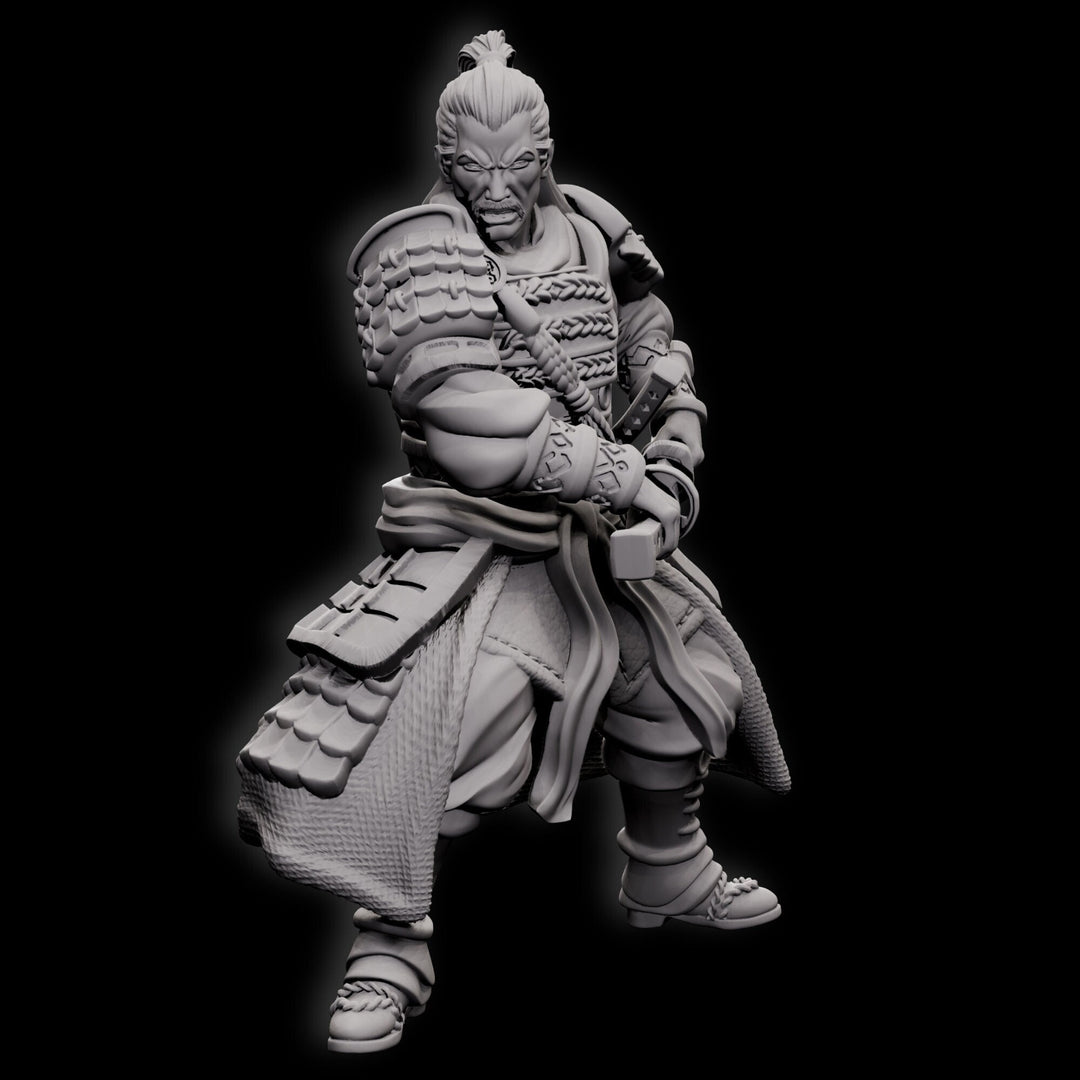 Human Fighter Samurai Kensa with Katana & Armor | DnD Miniature 28mm,32mm,54mm, 75mm,100mm Scale Pathfinder Figure/ DnD Figurine unpainted