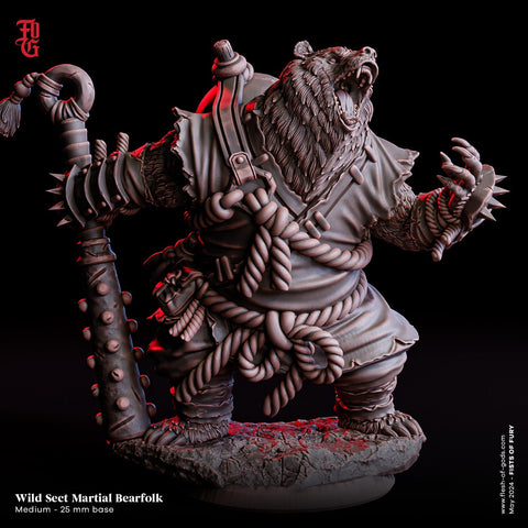 BearFolk Monk Werebear Humanoid Scales: 28mm, 32mm,54mm,75mm,100mm | D&D 5e | Dungeons and Dragons | Pathfinder | Daybreak Miniatures