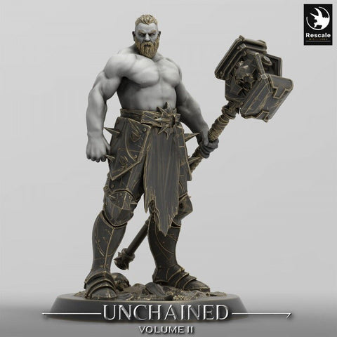 Barbarian Human / Goliath, Ranger,Fighter, with Big Hammer, DnD Unpainted Miniature| 28mm, 32mm,54mm,75mm,100mm Scales | Dungeons & Dragons