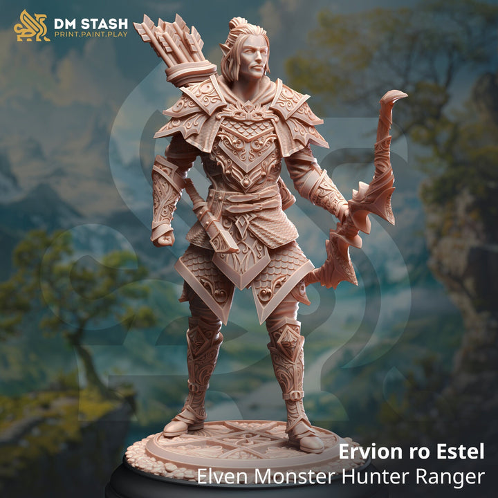 Elf Male Ranger Fighter Sharpshooter PC / NPC | 28mm, 32mm,54mm, 75mm, 100mm Scales | Dungeons and Dragons | Pathfinder | DM Stash