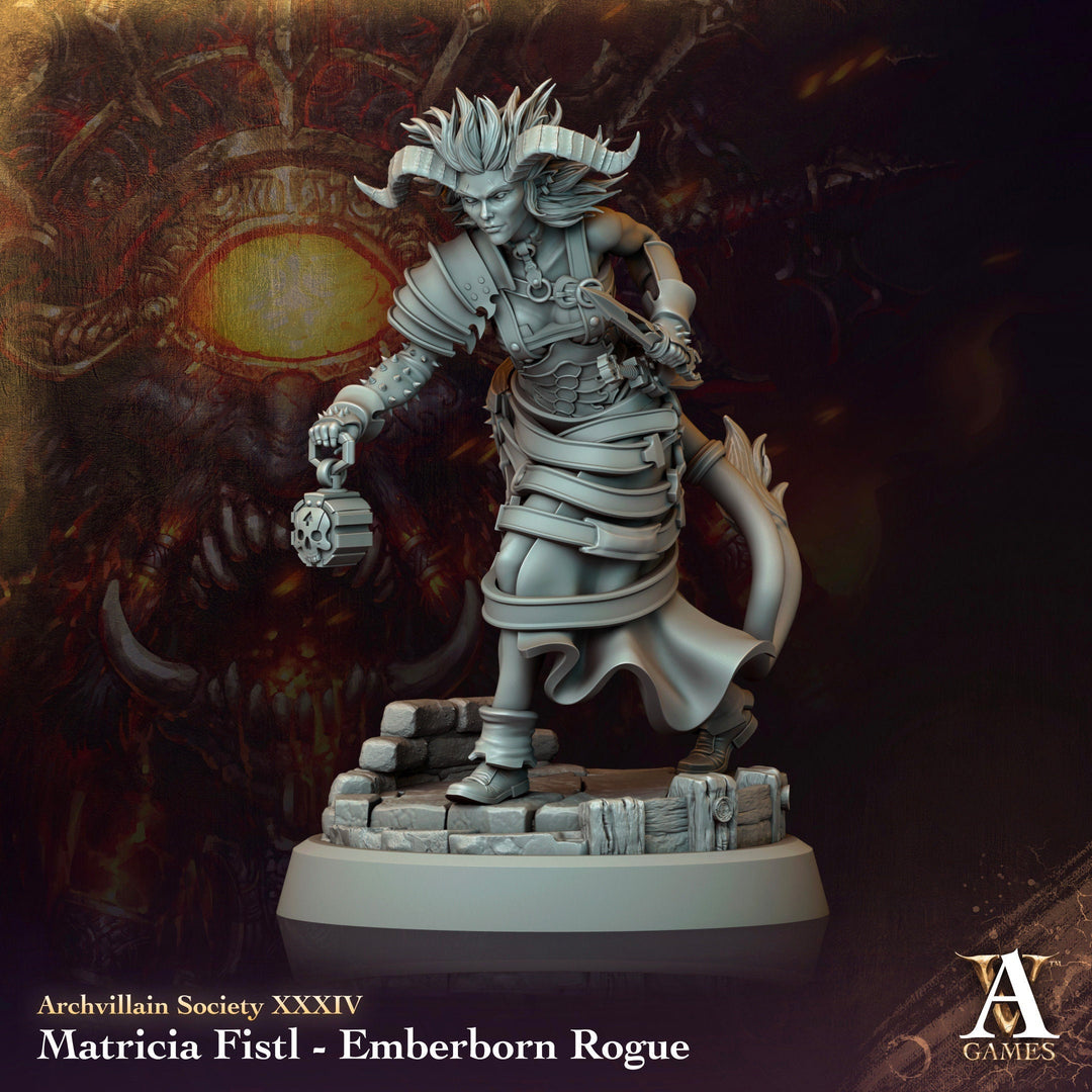 Tiefling female Rogue, Thief, Assassin Miniature | 28mm, 32mm,54mm 75mm, 100mm Scales | Dungeons & Dragons | Pathfinder |Figure for Painting