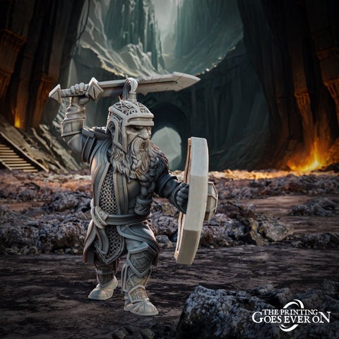 Dwarf Fighter w/ Sword and Shield Resin Miniature | Dungeons and Dragons 5e | 28mm,32mm,54mm,75mm, 100mm Scale |Pathfinder Mini for Painting