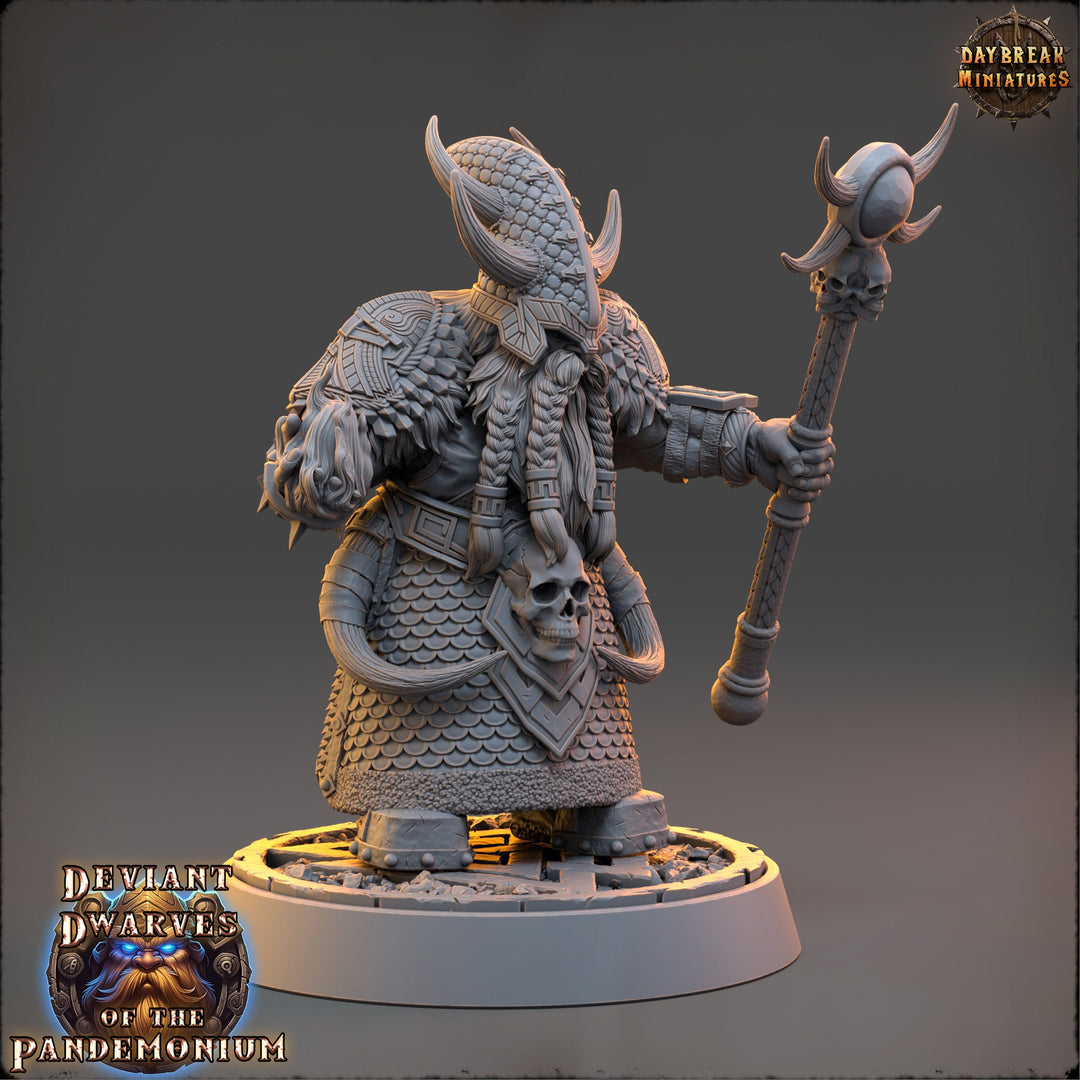 Dwarf Duergar Cleric Wizard | D&amp;D 5e| 28mm,32mm,54mm, 75mm, 100mm Scale | Pathfinder Mini for Painting | Daybreak Miniatures