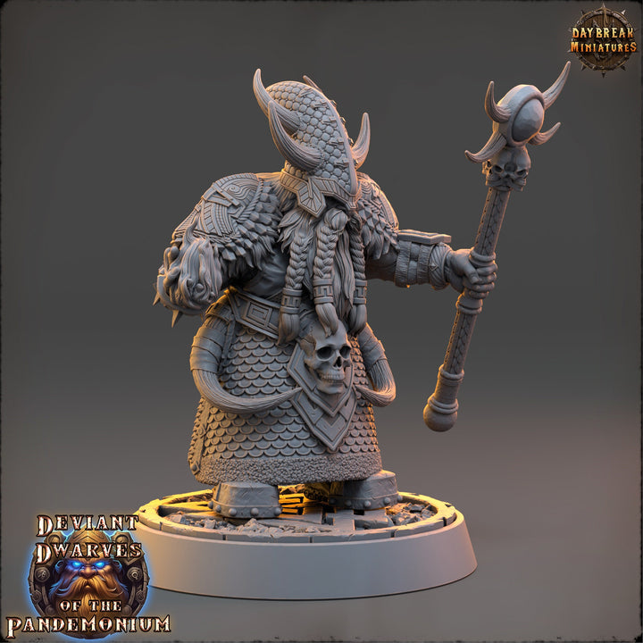 Dwarf Duergar Cleric Wizard | D&amp;D 5e| 28mm,32mm,54mm, 75mm, 100mm Scale | Pathfinder Mini for Painting | Daybreak Miniatures